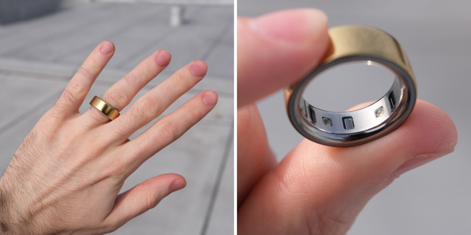 Gold Oura RIng 4 on a white hand